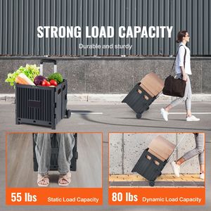 Carrello Pieghevole Multiuso Resistente con Capacità di Carico di 80 Libbre, Manico Telescopico, Cassetta Portatile con Ruote - Product Image 6