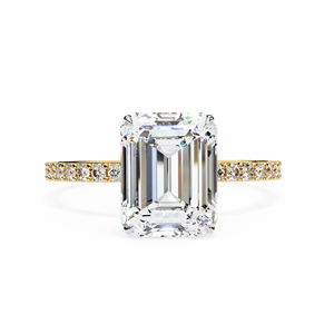 Anillo Clásico con Pavé de Diamantes Cultivados en Laboratorio, Corte Esmeralda de 2.5 CT, Oro Sólido de 14K, Anillo de Compromiso, Boda, Aniversario - Product Image 1