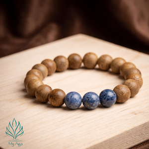 Mi Pulsera de Agarwood Vietnamita Única de Aga ODM, Modelo AL-SX-0026-10, con 3 Cuentas de Coral Azul y 16 Cuentas de Agarwood Natural, 19 cm de Longitud - Product Image 1