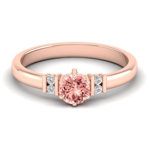 Anillo de compromiso REYES con gema de morganita de corte brillante redondo de 0.5 quilates en oro macizo de 14K para mujer, precio mayorista - Product Image 5