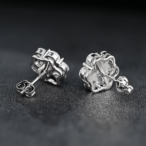 Elegantes Pendientes Redondos de Diamantes con Forma de Flor, Cultivados en Laboratorio, Certificados por IGI, Color D E F, Claridad VVS VS, Oro, Oro Rosa, Oro Blanco, Plata - Product Image 5