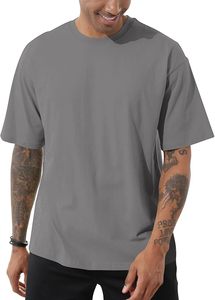เสื้อยืดสตรีทแวร์คุณภาพสูงสำหรับผู้ชาย ผ้าหนา 250 กรัม พิมพ์ลายโลโก้ด้านหน้าตามสั่ง เสื้อยืดลำลองสไตล์สปอร์ต ผ้าฝ้าย 100% แห้งเร็ว - Product Image 3
