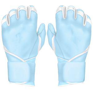 Light Blue Leather Batting Glove Right Hand Breathable <b>Hook</b> And Loop Closure For Training Unisex Adult - Product Image 1