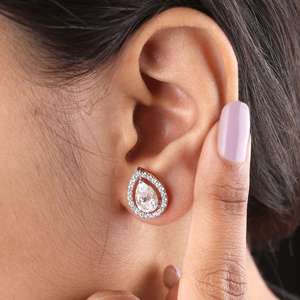 Pendientes de Diamante Cultivado en Laboratorio con Corte de Pera y Halo en Oro de 14 Quilates, Pendientes de Diamante en Forma de Lágrima de Lujo para Mujer, Joyería Fina de Oro - Product Image 5