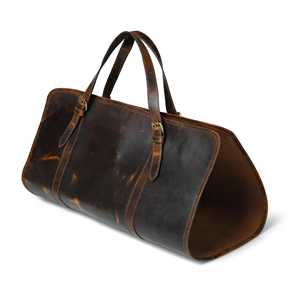 Sac de transport robuste en cuir véritable pour bûches, accessoires de camping et de foyer extérieur LLR-0101 - Product Image 1