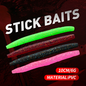 Leurre souple côtelé en PVC <span class=keywords><strong>de</strong></span> 100 mm et 6 g, type ver, pour la pêche au bar en eau douce, technique Drop Shot et Texas Rig - Product Image 1