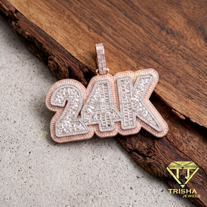 Collier Pendentif Personnalisé Luxe Plaqué Or Rose 24K avec Lettres Hip Hop et Diamants – Bijoux de Mode en Gros - Product Image 4