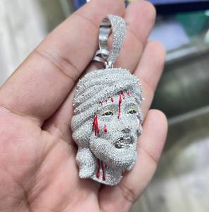 Pendentif Tête de Jésus en Moissanite Couleur D VVS1, Argent 925, Bijoux Hip Hop pour Hommes, Collier Religieux Scintillant avec Diamants, Vente en Gros - Product Image 3