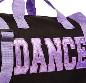 Sac de sport violet à paillettes avec logo à sequins brillants, fermeture éclair frontale, pour équipement de danse d'enfants, conception personnalisée, cheerleading 2026 - Product Image 6