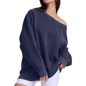 2025 femmes Vintage lavage à l'acide à capuche polaire hors épaule à capuche poids lourd survêtement ensemble femmes Vintage acide à capuche survêtement ensemble - Product Image 2