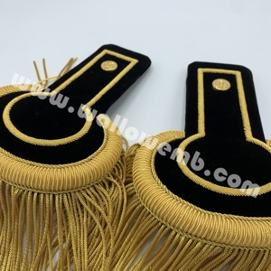 Épaulettes noires de style marocain, brodées de fils dorés avec franges, pour uniformes et équipements de défense personnelle – Vente chaude - Product Image 3
