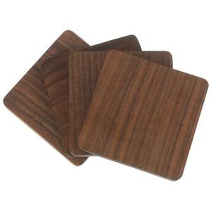 Modern Elegant Walnut <b>Wood</b> <b>Coasters</b> & Placemats Effective Square Glass Tabletop Protection Set for Weddings & Parties - Product Image 2