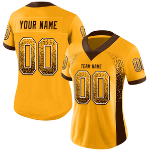 F2WIN Latest Custom Design Logo Drift Fashion Gold Brown White <b>Mesh</b> <b>Short</b> Plus Size American Football Jersey Breathable Quick - Product Image 1