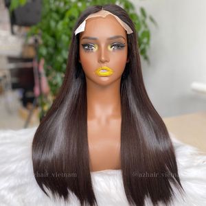 Peluca de cabello humano recto de hueso de pelo vietnamita crudo brillante suave Cierre de encaje 100% extensiones de cabello virgen para las mujeres de belleza - Product Image 1