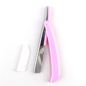 Rasoir droit pliable professionnel, lame en acier inoxydable, manche en plastique, lame unique réutilisable, outil de rasage pour le visage, outil de barbier - Product Image 1