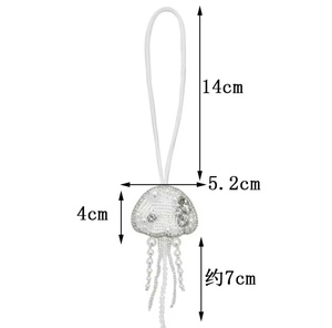 Porte-clés en strass fait main vintage couleur pêche méduse, breloque de poignet scintillante multicolore avec lettre initiale alphabet - Product Image 3