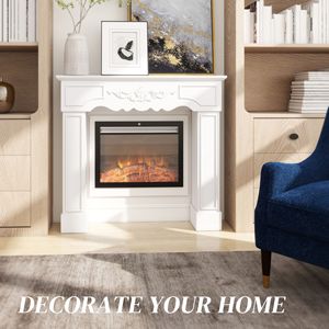 Caminetto Barocco Bianco Autoportante 110 cm L x 100 cm A con Gambe per Caminetti Elettrici, Set e Accessori per Caminetti - Product Image 4