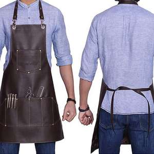 Delantal de Trabajo sin Mangas de Cuero Genuino Vintage de Alta Calidad para Hombres, para Limpieza - Product Image 2