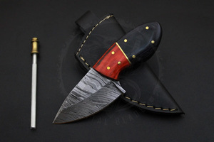 Couteau tactique en acier Damas avec étui, lame fixe pleine longueur, couteau de chasse de qualité supérieure, manche en G10 noir, couteau de camping - Product Image 2