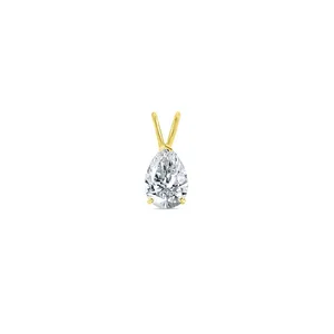 Collier pendentif en or jaune massif 14 carats avec diamant de laboratoire en forme de poire de 1 carat - Product Image 2