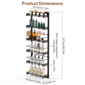 Opzioni bianco-nero-1Pc 6-Tier in acciaio al carbonio porta dispensa Organizer facile installare porta Rack per cucina armadio di stoccaggio 50.19H - Product Image 3
