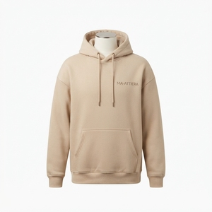 Sudadera con Capucha Beige para Mujer, Estilo Casual, Holgada, con Forro Polar, Personalizable con Logotipo, Ropa Urbana - Product Image 3