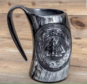 Chope en corne viking authentique faite à la main, verre à l'ancienne pour les passionnés de mythologie nordique, expérience de dégustation historique, bière - Product Image 2