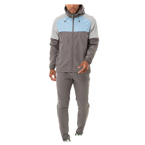 AMSEA INTERNATIONAL Survêtement à capuche gris et bleu pour homme, 2-en-1, 100 % coton, pull-over, manches longues, style sportif, pour le jogging - Product Image 1
