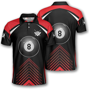Polo personnalisé pour équipe de billard, manches courtes, imprimé, respirant, vêtements de sport décontractés pour hommes, avec motif de billard à 9 boules et motif tribal - Product Image 4