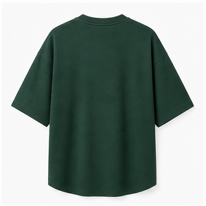 Camiseta de Manga Corta para Hombre, Cuello Redondo, Oversize, de Algodón Peinado Verde Pino, Modelo MTS-OVR-0017 - Product Image 2