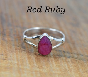 New Arrival Sterling <b>Silver</b> Teardrop Gemstone <b>Ring</b> <b>Emerald</b> Sapphire Onyx Pear Cabochon 7x9mm Pear Shape Gemstone <b>Ring</b> For Women - Product Image 5