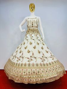 Lehenga choli สุทธิเจ้าสาวเสน่ห์กับการทำงานหนักเต็มรูปแบบ, jarkan Stones & designer dupatta | 10การออกแบบที่สวยงาม6สี - Product Image 2