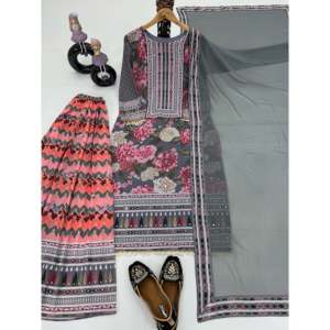 Conjunto de fiesta hermosa para mujer Top Plazzo Dupatta - Product Image 4