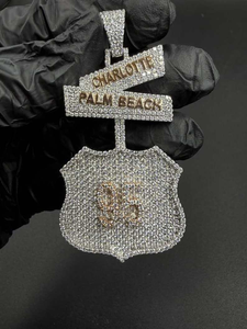 Pendentif Moissanite Personnalisé Palm Beach Charlotte, Bijou de Luxe Hip Hop Iced Out pour Hommes - Product Image 2