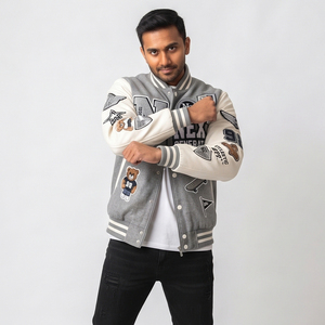 Veste de baseball personnalisée pour homme, style varsity, avec broderies et patchs, col boutonné, veste varsity pour homme - Product Image 3