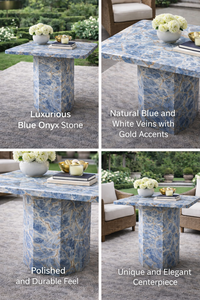 โต๊ะข้างหินอ่อนสีน้ำเงินสุดหรู โต๊ะกาแฟทรงแท่นทันสมัย โต๊ะตกแต่งสำหรับห้องนั่งเล่น เฟอร์นิเจอร์โรงแรม - Product Image 6