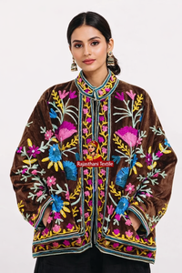 Ladies' Reversible Velvet Cotton <b>Quilted</b> Bomber <b>Jacket</b> with Floral <b>Pattern</b> Mandarin Collar Custom Logo-Autumn - Product Image 2