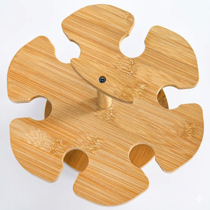 Bamboo Rotating <b>Wine</b> Glass <b>Rack</b> with 6 Hooks - Product Image 4