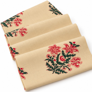 Tela de Algodón Peinado Ligero con Estampado Floral Hecho a Mano Pinksa Fashion, Accesorios para Niñas, Hojas de Follaje Amarillo y Azul - Product Image 1