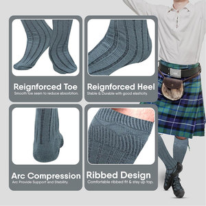 Kilt Hose for men, Traditional Scottish Socks for Kilts, Ribbed Design, Pull Up To Cuff Over Your Hose Flashes - Product Image 3