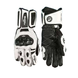 Guantes de Motocicleta de Cuero Rojo y Negro Transpirables con Protección Rígida en los Nudillos para Conducir en Verano - Product Image 2