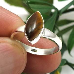 Elegant 925 Sterling Silver <b>Fine</b> <b>Ring</b> With Classic Marquise Cut Tiger-Eye Gemstone Perfect Bohemian <b>Ring</b> For Wedding-Engagement - Product Image 2