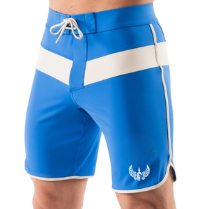 Shorts de bain pour hommes, bleu royal et blanc, à séchage rapide, avec cordon de serrage, pour la plage, les sports nautiques et les activités aquatiques - Product Image 3