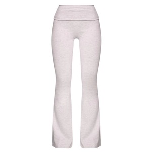 Pantalon de yoga côtelé uni à jambe large pour femme, extensible dans les 4 sens, coupe bootcut, leggings évasés, vêtements de sport personnalisables en gros - Product Image 2