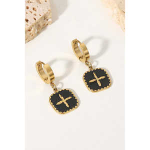 Pendientes de gota de moda de forma cuadrada con diseño de signo más - Product Image 2
