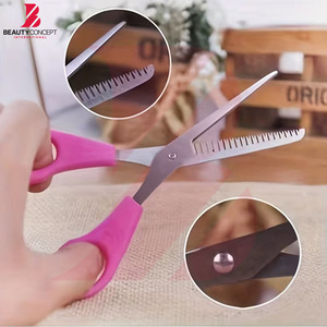 Ciseaux à effiler les cheveux rose vif avec manche en plastique, 6 pouces, ciseaux de barbier professionnels en acier inoxydable, outils de coiffure - Product Image 5