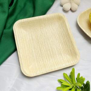 Ensemble de vaisselle réutilisable écologique de qualité supérieure, assiettes carrées en feuille de palmier biodégradable, modernes, naturelles, durables, résistantes au congélateur - Product Image 3