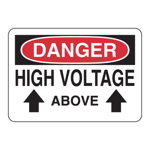 Panneau d'avertissement de danger de haute tension - Panneau de sécurité électrique intérieur/extérieur Brady rouge/blanc - Product Image 1