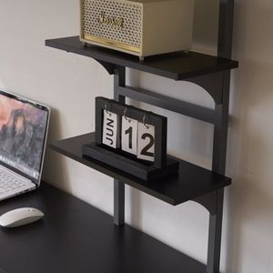 Twin Size Metal Loft Bed with Desk & Storage Shelves 2 Full-Length Guardrails Ladders for Teens Built-In Features Loft Bed Frame - Product Image 5