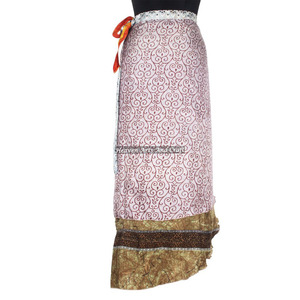 Christmas Beach Sari <b>Wrap</b> Skirt / Reversible 100 Ways Wear Girl's Wraparound Skirt <b>Sarong</b> 2 Layer Reversible Magic Silk Saris - Product Image 3